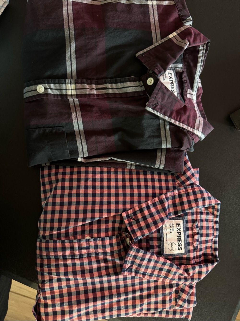 2 Express Men's Burgundy Plaid Button-Up Shirt